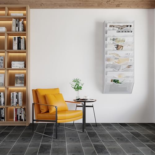 EasyPAG 10 Pocket Mesh Wall File Organizer, Hanging Paper Folder Holder with Classify Label, Vertical Wall Mount Mail Organizer for Office Home Classroom, White - Image 7