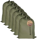 LFH Home Large Premium Cotton Rich Canvas Laundry Bag with Drawstring and Handles Heavy Duty, Multi-Use, and Washable for Home, Travel, College or Storage 20x30 (Pack of 6)-Military Green by LFHHomePrivateLimited