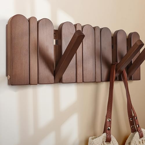 Wall Coat Rack for Entryway: Wooden Modern Heavy Duty 6 Hooks by KYIAANY
