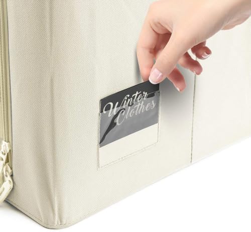 Sorbus Jumbo Clothing Storage Bins with Clear Window (4 Pack, Beige) - Image 6