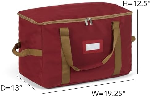 Covermates Adjustable Ornament Storage Bag, 19.25" W x 13" D x 12.5" H, Red - Image 3