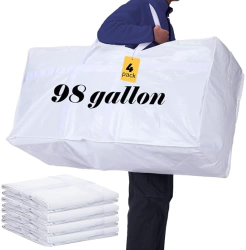 Windyun 4 Pack 98 Gallon Extra Large Moving Bags XXL Heavy Duty Storage Bag - Image 2