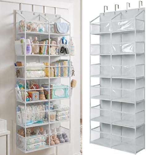 HOMELUX THEORY Over the Door Organizer, 6-Tier XL, 100D Fabric, Transparent by HomeluxTheory