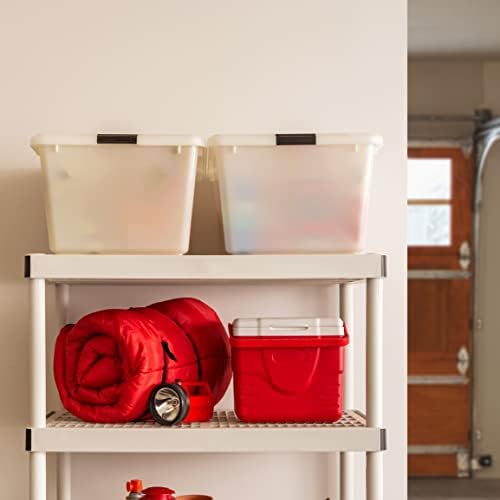 IRIS USA 68 Quart / 17 Gal. Stackable Plastic Storage Bins with Lids and Latch Buckles, 5 Pack - Pearl, Large Containers for Home and Office Ultra Organization, Durable Nestable Tote Box Tub - Image 6