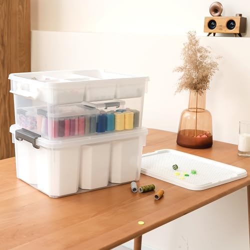 Citylife 17QT 2-Pack Storage bins with Lid 6 Marker inserts Buildable Lid - Image 5
