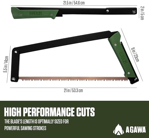 AGAWA - BOREAL21 Tripper Kit - Includes 21" Folding Saw, Nylon Carrying Case, 21" All-Purpose & 21" Aggressive Blade - For Camping, Hiking & Survival Gear (Black Frame/Green Handle) - Image 3