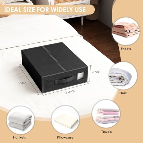 GODELAIF Sheet Organizers and Storage, Foldable Bed Sheet Organizer for Twin/Full/Queen/King Size, Linen Closet Organizers and Storage 4 Pack with Handle Window for Sheet Set Bedding Clothes Blanket - Image 5