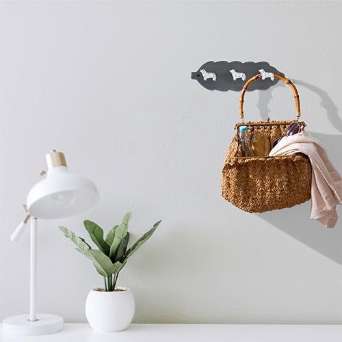 Charming Wall-Mounted Coat Rack with 3 Distressed White Dog Hooks – Grey Wooden Base, Decorative Hook Rail for Hats, Jackets, Keys & Bags – Stylish Entryway & Mudroom Organizer - Image 6