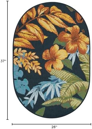 Unique Loom Outdoor Botanical Collection Area Rug - Calypso (2' 2" x 3' 1" Oval Multi/Light Blue) - Image 2