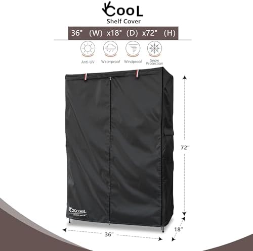 okcool Waterproof Shelf Cover,600D Heavy Duty Wire Shelving Unit Cover,Shelf Display Rack Protector Cover with Zipper,One Side See Through Panel.(Black,Fits 36" Wx18 Dx72 H Shelves) - Image 3