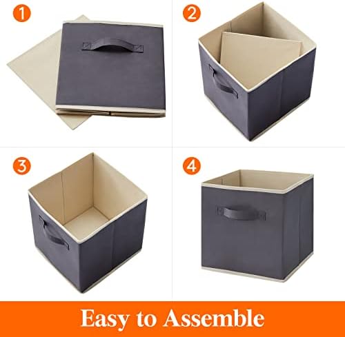 Lifewit Storage Cubes, Foldable Decorative Fabric Storage Baskets for Organizing Home Organizers with Handles for Shelves, Closet, 11 Inch Bins, 18L Gray, 12 Packs - Image 3