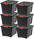 IRIS USA 6-Pack 54 Quart Storage Bins with Lids, Black by IRISUSA