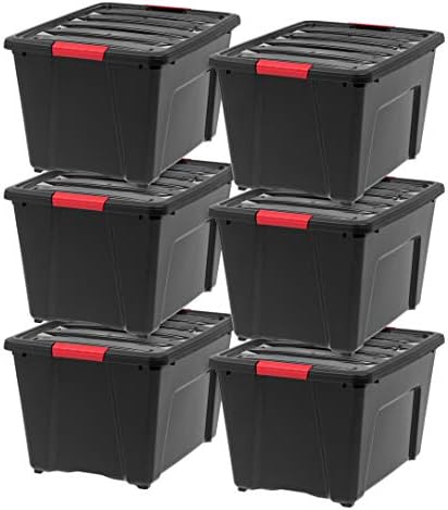 IRIS USA 6-Pack 54 Quart Storage Bins with Lids, Black by IRISUSA