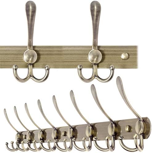 WEBI Coat Rack Wall Mounted,8 Tri Hooks for Hanging,Coat Hook,Hook Rack,Hook Rail,Coat Hanger Wall Mount Metal Wall Coat Rack for Coats,Hats,Jacket,Bronze by WEBI