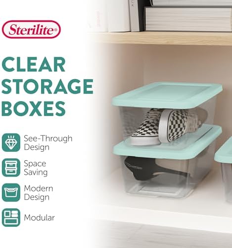 Sterilite 60 Pack Stackable Storage Bin with Lid, Clear Plastic Design, 6 Quart - Image 3