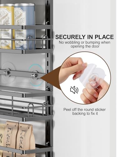 Delamu 9-Tier Over the Door Pantry Organizer, Adjustable Pantry Door Organizers and Storage, Metal Hanging Basket Wall Spice Rack Seasoning Organizer, Door Organizer Kitchen Bedroom Bathroom,12"Black - Image 7