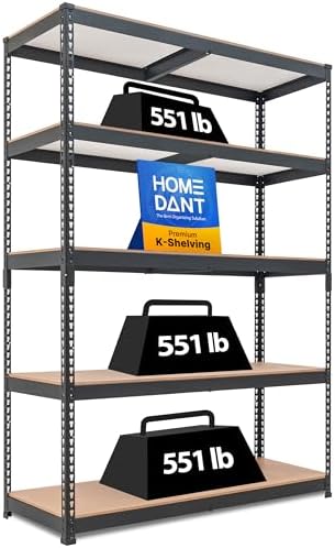 HOMEDANT Black 47.7" W 5 Tier Storage Shelves Garage Shelving Unit Metal by TheBestOrganizingSolution