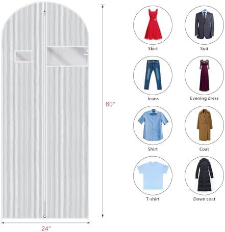 Univivi Long Garment Bags Dress Bags for Gowns, 60 Inch, 10 Pack, White - Image 2