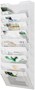 EasyPAG 10 Pocket Mesh Wall File Organizer, Hanging Paper Folder Holder with Classify Label, Vertical Wall Mount Mail Organizer for Office Home Classroom, White by EasyPAG