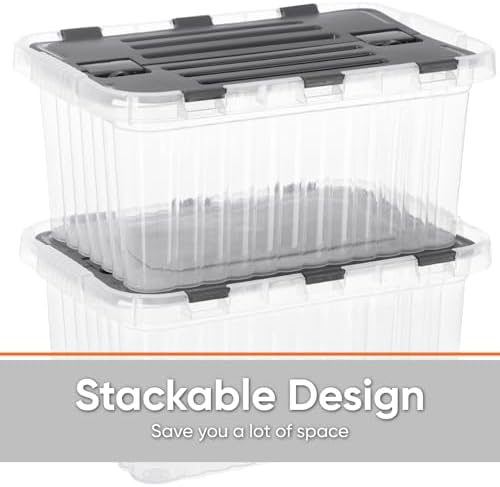 Superio Storage Bins with Lids, Clear Plastic Containers for Organizing, Stackable Totes, BPA Free, Odor Free, Organizer Boxes for Home, and Dorm, 17 Quart (4 Pack, 15"x10"x10.25") - Image 4