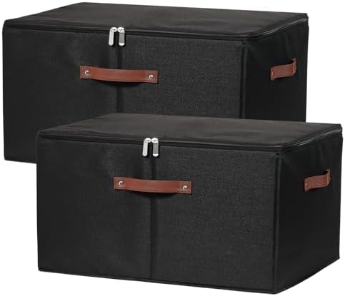 2PCS Storage Bins with Zipper Lids Decorative Lidded Basket Box by VinneGenzz