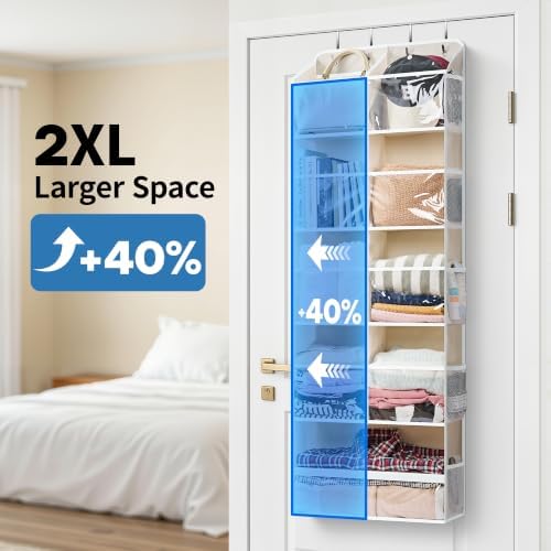 JARLINK Over the Door Organizer, Extra Large Storage for Bedroom, Beige - Image 4