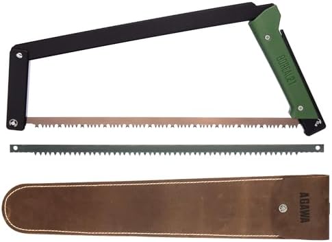 AGAWA - BOREAL21 Backwoods Kit - Includes 21" Folding Saw, Leather Sheath, 21" All-Purpose & 21" Aggressive Saw Blade - For Camping, Hunting & Survival Kit (Black Frame/Green Handle) by AgawaGear