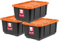 IRIS USA 3-Pack 27 Gal Heavy Duty Storage Tote Bins with Lids, Orange by IRISUSA