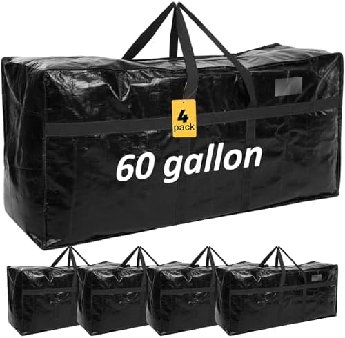 4 Pcs 60 Gallon Extra Large Moving Bags Heavy Duty Storage Bag by Clysee