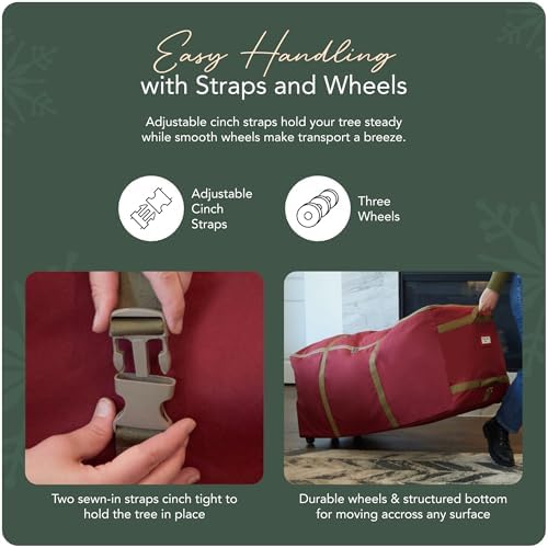 Covermates Christmas Tree Rolling Cinch Bag, 60" W x 24" D x 24" H, Red - Image 5