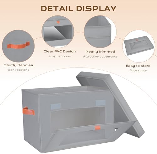 Fabric Storage Bins with Lids, 37 Qt, 4 Pack, Grey - Image 4