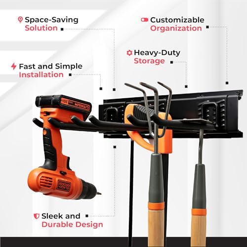 TIDYME Garage Tool Organizer Wall Mount, 48", 3 Racks 6 Hooks, 300 lbs - Image 5