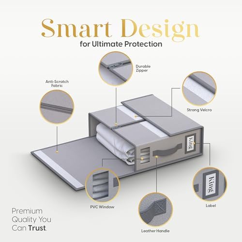 Sheet Organizers and Storage – 4 Pack Bed Sheet Organizer for Queen & King Size, Foldable Linen Closet Storage for Bedding, Duvet Covers, and Pillowcases - Image 4