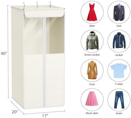 Univivi Garment Bags for Hanging Clothes, Cloth Bag 40 In, 2 PCS, Beige - Image 4