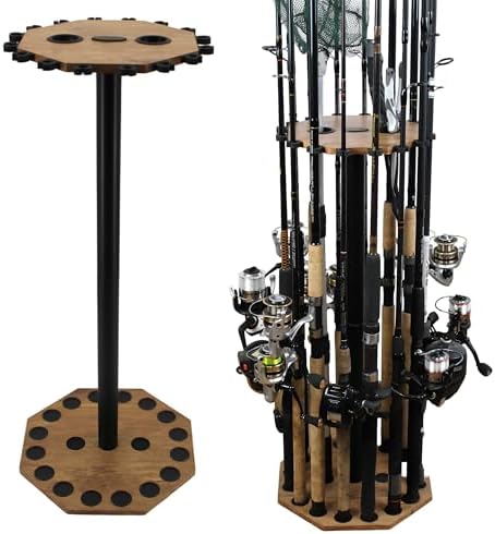 Rush Creek Creations 16-Rod Round Fishing Rod Holder for Garage, Tackle Box by RushCreekCreations