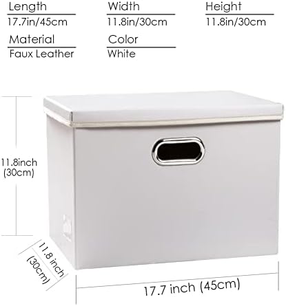 PRANDOM Large Stackable Storage Bins with Lids [5-Pack] Leather Fabric Foldable Storage Boxes Organizer Containers Baskets Cube with Cover for Bedroom Closet Office Nursery White (17.7x11.8x11.8) - Image 4