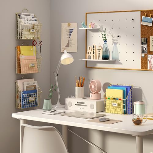 4 Packs Hanging Wall File Organizer with Hooks, Magazine Rack ,Mail Basket - Image 3