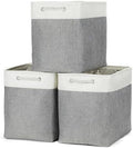 Bidtakay Extra Large Storage Baskets for Organizing 17x12x15.1 inch 3-Pack Fabric Closet Organizers Storage Bins with Handles Foldable Storage Baskets for Shelves Clothes XL-White&Grey by BidtakayBaskets