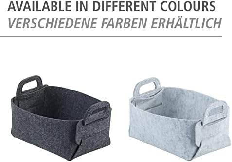 WENKO Felt basket Nina S, set of 2 storage baskets made of recycled polyester felt, space-saving foldable felt baskets with practical carrying handles & 2.4 L capacity each, 19 x 14 x 9 cm, light grey - Image 5