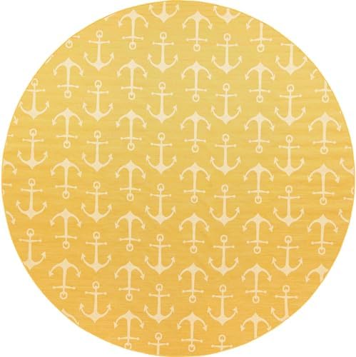 Unique Loom Outdoor Coastal Collection Area Rug - Ahoy (13' Round Yellow) - Image 2