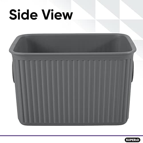 Superio Decorative Plastic Basket Open Home Storage Bins Organizer Baskets, Small, Grey (8 Pack) Container Boxes for Organizing Closet Storage Bins for Shelves Drawer Shelf, 1.5 Liter - Image 6