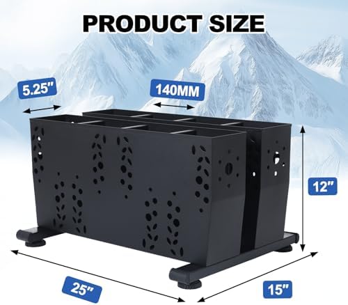 Freestanding Ski Storage Rack for 4 Pairs, Floor Stand Ski Organizer Rack, Heavy Duty Alloy Steel Ski Holders Ski Organizer, Freestanding Ski Organizer for Garage Basement - Image 2