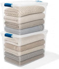 HOMZ Clear Plastic Storage Bins w/Latching Lid, 112 Qt, Blue Latch, 2 Pack by Homz