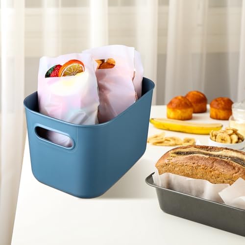 Hoolerry 8 Pieces Storage Bins, 10.2 x 7 x 6.3 Inch, Blue - Image 4