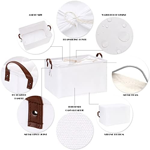 Hinwo 70L Extra Large Canvas Storage Bin with Lid and Handles, 6-Pack - Image 5