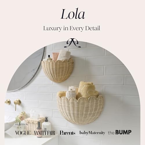 BEBE BASK The Original Scalloped Wicker Wall Basket – Set of 2 (16x10x7 In) - Image 2