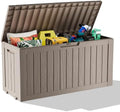 Vixzen 75 Gallon Deck Boxes Outdoor Waterproof, Resin Lockable Storage Box for Patio Cushions Storage Furniture, Garden Tools, Pool Supplies, Weatherproof and UV Resistant (Grey, 75 Gallon) by Vixzen