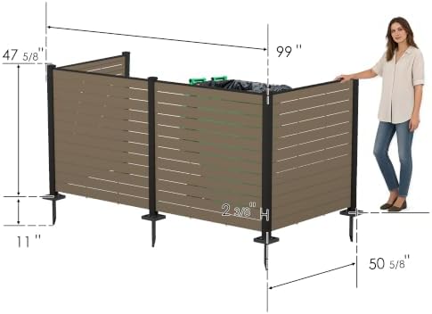 Kozyard 50" W x 48" H Outdoor Privacy Screen with Aluminum Posts, Air Conditioner Fence Panels, Pool Equipment Enclosure, Trash Can Screen Fence Kit for Outside Backyard Patio, Taupe, 4 Panels - Image 7