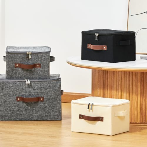 2PCS Storage Bins with Zipper Lids Decorative Lidded Basket Box - Image 7