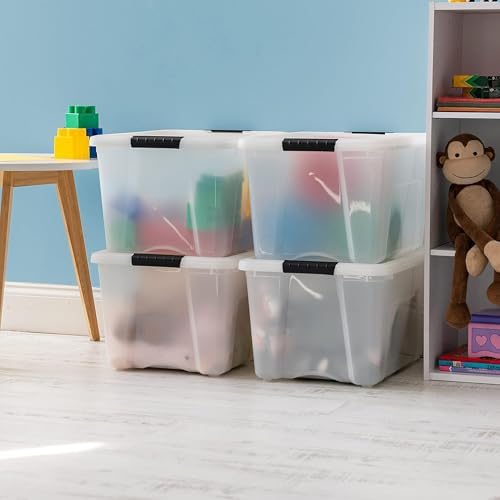 IRIS USA 4-Pack 40 Quart Storage Bins with Lids, Pearl - Image 2